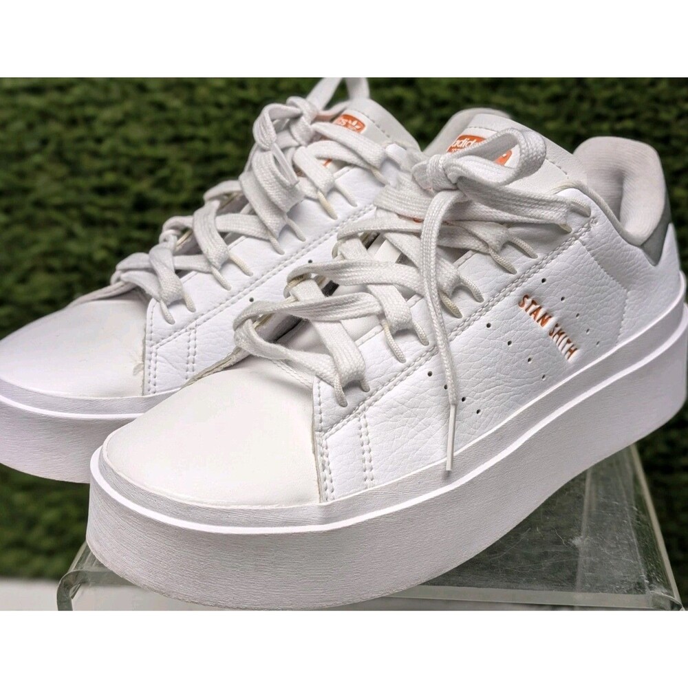 Adidas Stan Smith Bonega Sneakers Womens 7 US White Leather Platform Lace Up